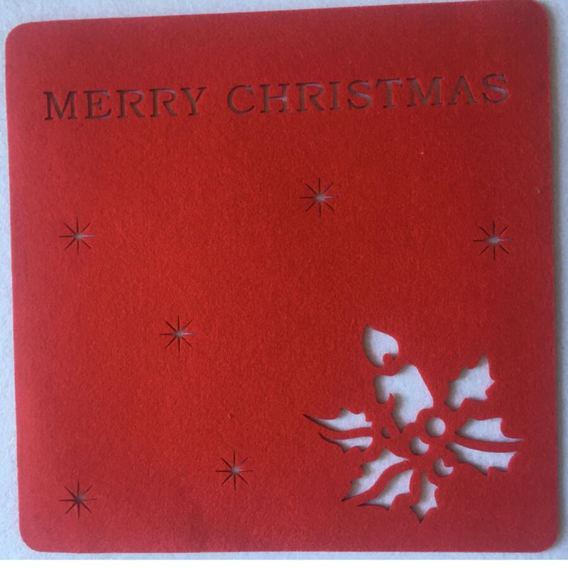 HOT SALE Laser Cut Flower Felt Placemats Kitchen Middag Bord Cup Mats Cushion Red