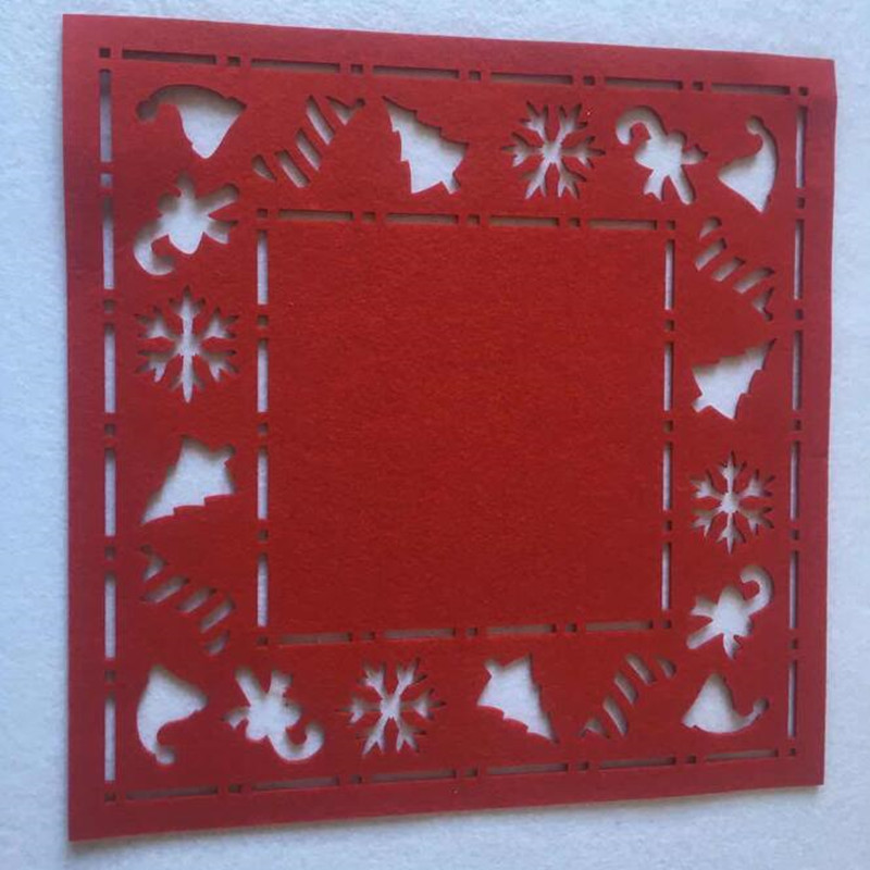 HOT SALE Laser Cut Flower Felt Placemats Kitchen Middag Bord Cup Mats Cushion Red