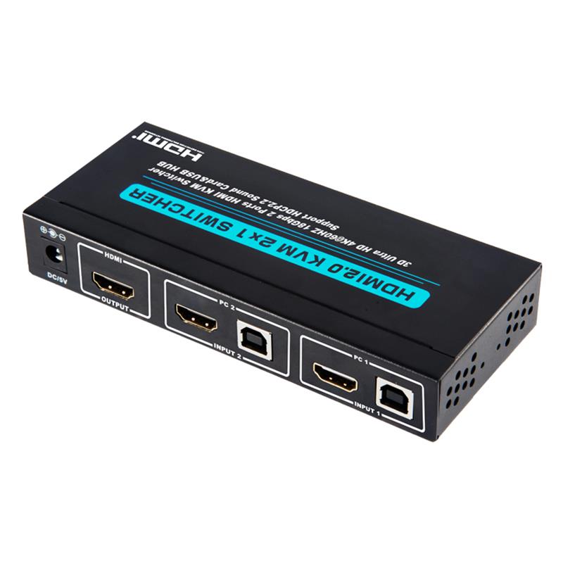 V2.0 HDMI KVM 2x1 switcher understøtter 3D Ultra HD 4Kx2K \/ 60Hz