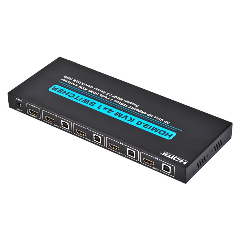 V2.0 HDMI KVM 4x1 switcher understøtter 3D Ultra HD 4Kx2K \/ 60Hz