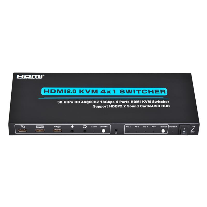 V2.0 HDMI KVM 4x1 switcher understøtter 3D Ultra HD 4Kx2K \/ 60Hz