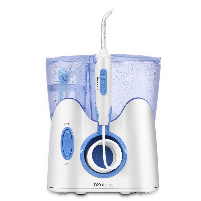 H2ofloss Dental Water Flosser til rengøring af tænder med 12 multifunktionelle tip & 800 ml, professionel bordplade Oral Irrigator Quiet Design