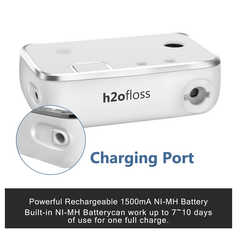 H2ofloss®Travel Water Dental Flosser Genopladelig og trådløs oral irrigator til rengøring af tænder med 400 ml vandreservoir (HF-3)