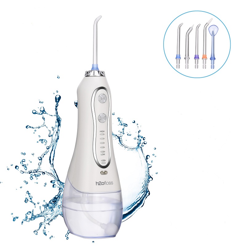 H2ofloss Water Flosser Professional trådløs tandpleje Oral irrigator - Bærbar og genopladelig IPX7 vandtæt vandtråd til rengøring af tænder, 300 ml reservoir Hjem og rejse (HF-6)