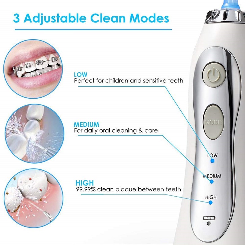 H2ofloss Water Flosser Professional Trådløs tandpleje Oral irrigator - Bærbar og genopladelig IPX7 vandtæt vandtråd til rengøring af tænder, 300 ml reservoir hjem og rejse (HF-5)