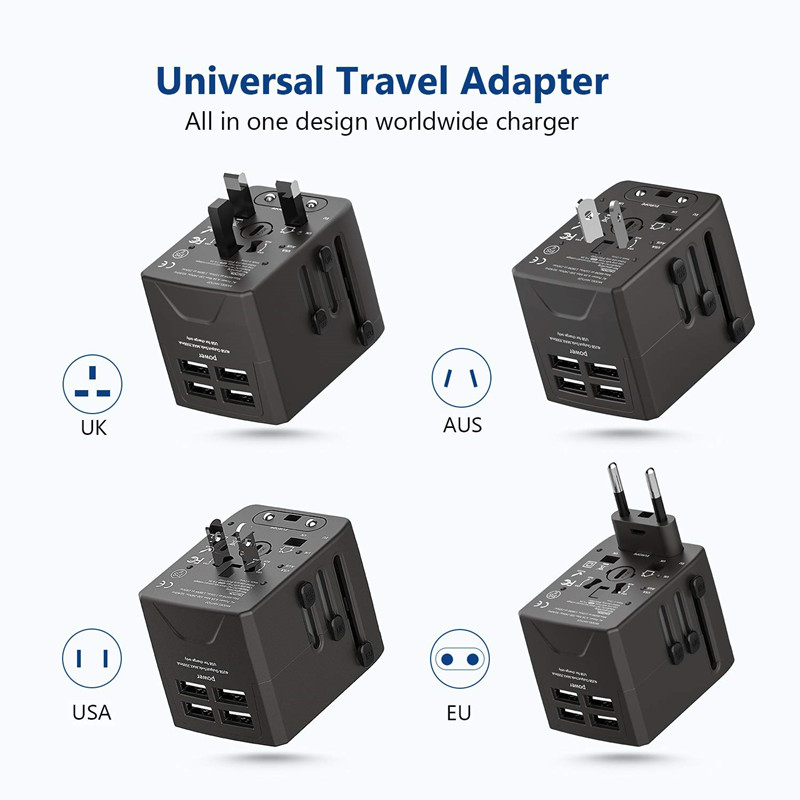 RRTRAVEL Power Plug Adapter - International Travel - 4 USB Ports for 150+ Lande - 220 Volt Adapter - Travel Adapter Type C type A G I f UK European (4 USB Travel Adapter)