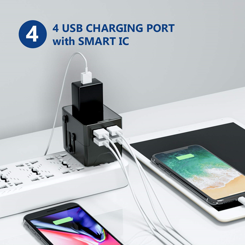 RRTRAVEL Power Plug Adapter - International Travel - 4 USB Ports for 150+ Lande - 220 Volt Adapter - Travel Adapter Type C type A G I f UK European (4 USB Travel Adapter)