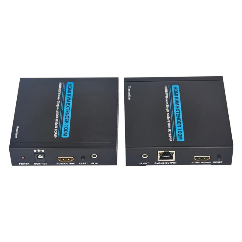 HDMI KVM- udvidelse 100m over Enkeltcat5e/6 Understøttelse fuld HD 1080P