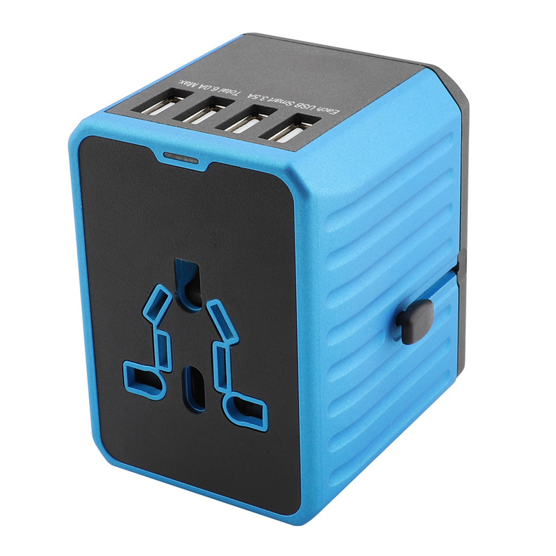 RRTRAVEL Universal Travel Adapter, International Power Adapter, Worldwide Plug Adapter med 4 USB Ports, High Speed 4.5A Wall Charger, all in One AC Socket for USA UK AUS Europe Cell Phone Laptor