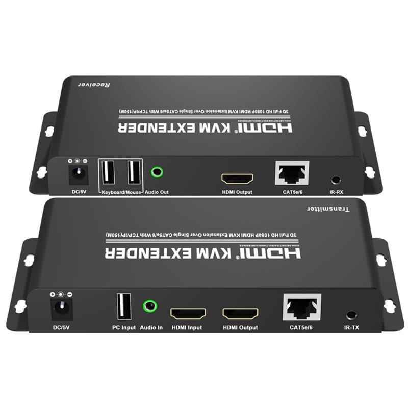HDMI KVM Extender 150 m over enkelt CAT5e / 6 med TCP / IP Support Full HD 1080P