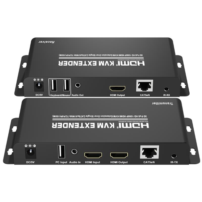 HDMI KVM Extender 150 m over enkelt CAT5e / 6 med TCP / IP Support Full HD 1080P