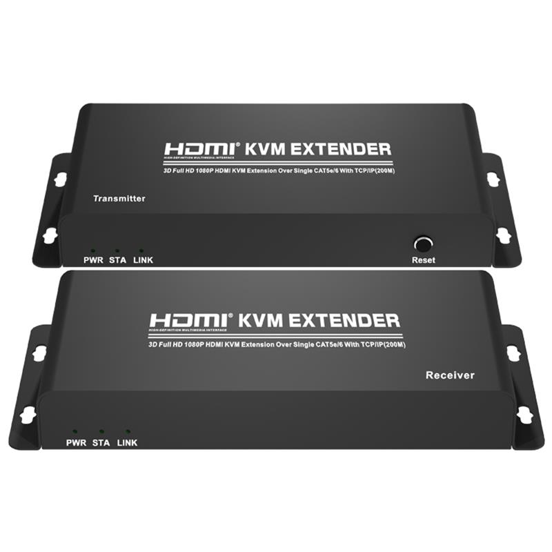 HDMI KVM Extender 200 m over enkelt CAT5e / 6 med TCP / IP Support Full HD 1080P