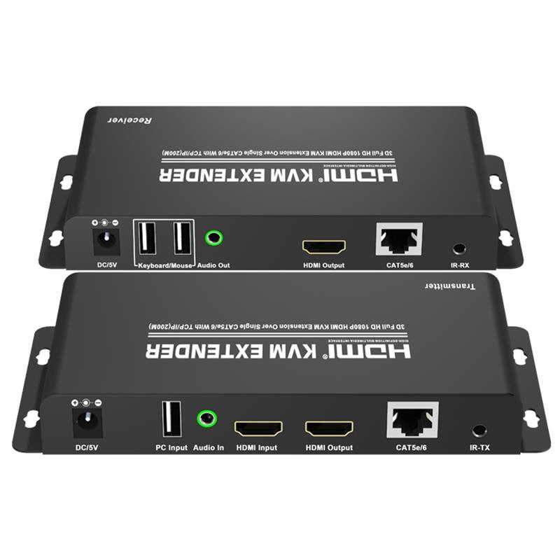 HDMI KVM Extender 200 m over enkelt CAT5e \/ 6 med TCP \/ IP Support Full HD 1080P