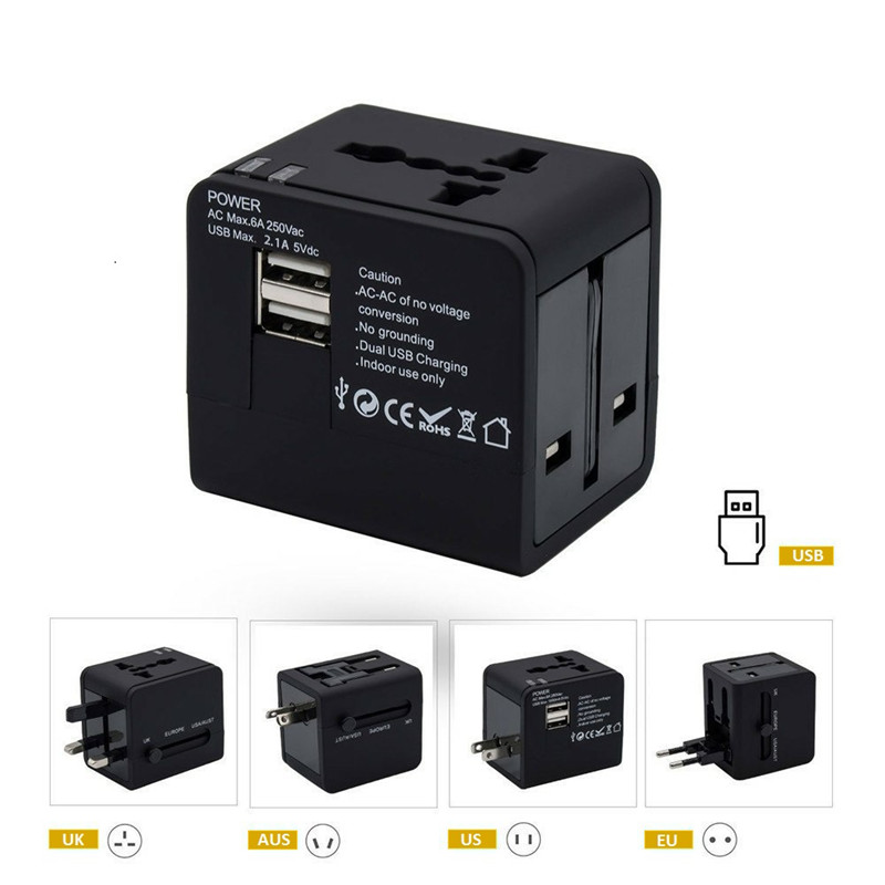 RRTRAVEL bedste rejsegave universal rejseadapter med 2 usb AUS US UE UK plug all in one adapter