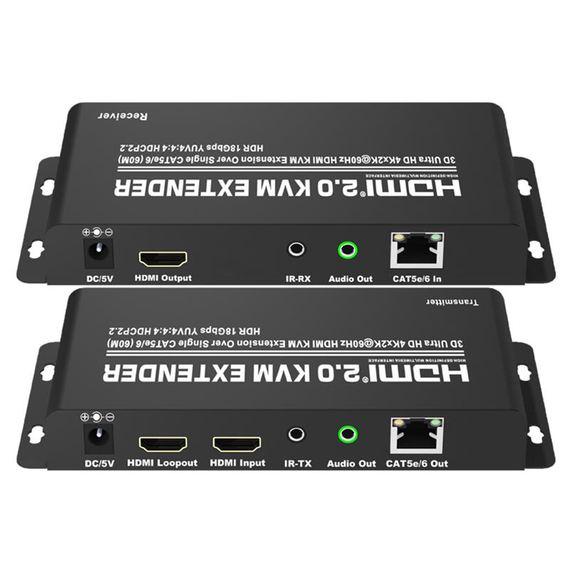 HDMI 2.0 KVM Extender 60 m over enkelt CAT5e \/ 6 understøtter Ultra HD 4Kx2K @ 60Hz HDCP2.2