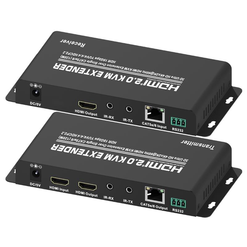 HDMI 2.0 KVM Extender 120 m over enkelt CAT5e \/ 6 understøtter Ultra HD 4Kx2K @ 60Hz HDCP2.2