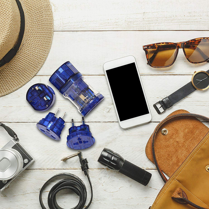 RRTRAVEL 301 Premium rejseadapter med usb-port, universalstikadapter, internationalt stik [US UK EU AU] 6-delt sæt