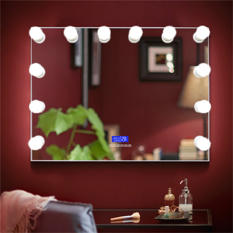 Dekorativ skønhed Vanity Touch Screen Bluetooth Mirror, der er hjemmelavet i Hollywood.