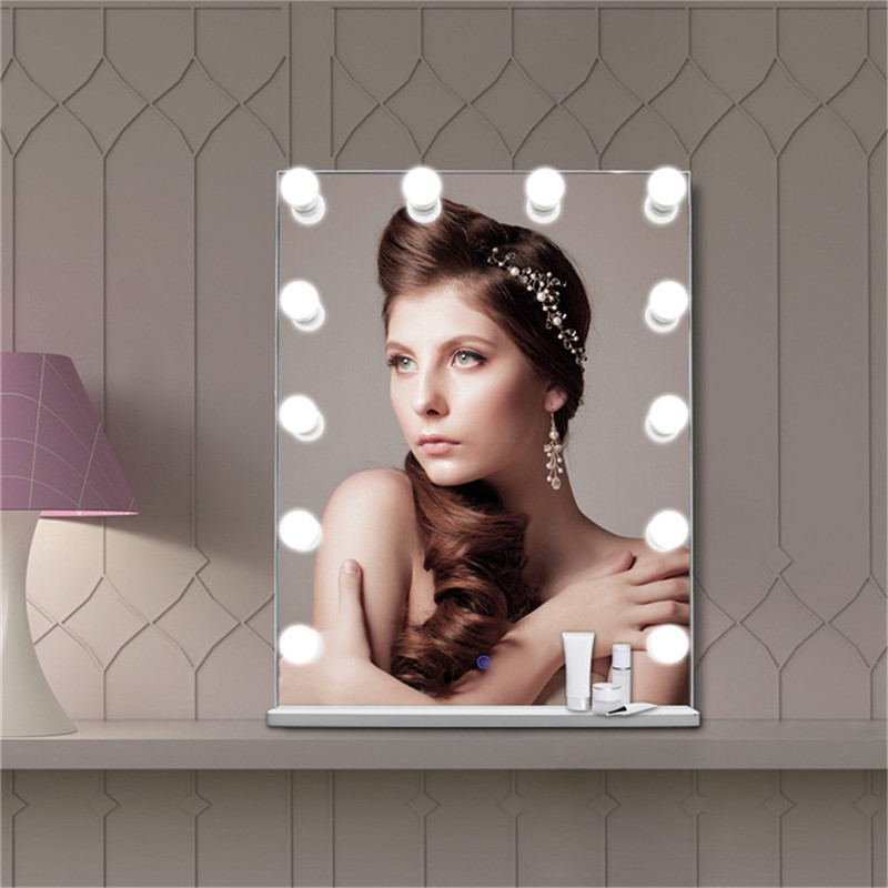 Hollywood Makeup Vanity Mirror med Lys Bulgs, Illumineret Vanity Dressing Bord Light
