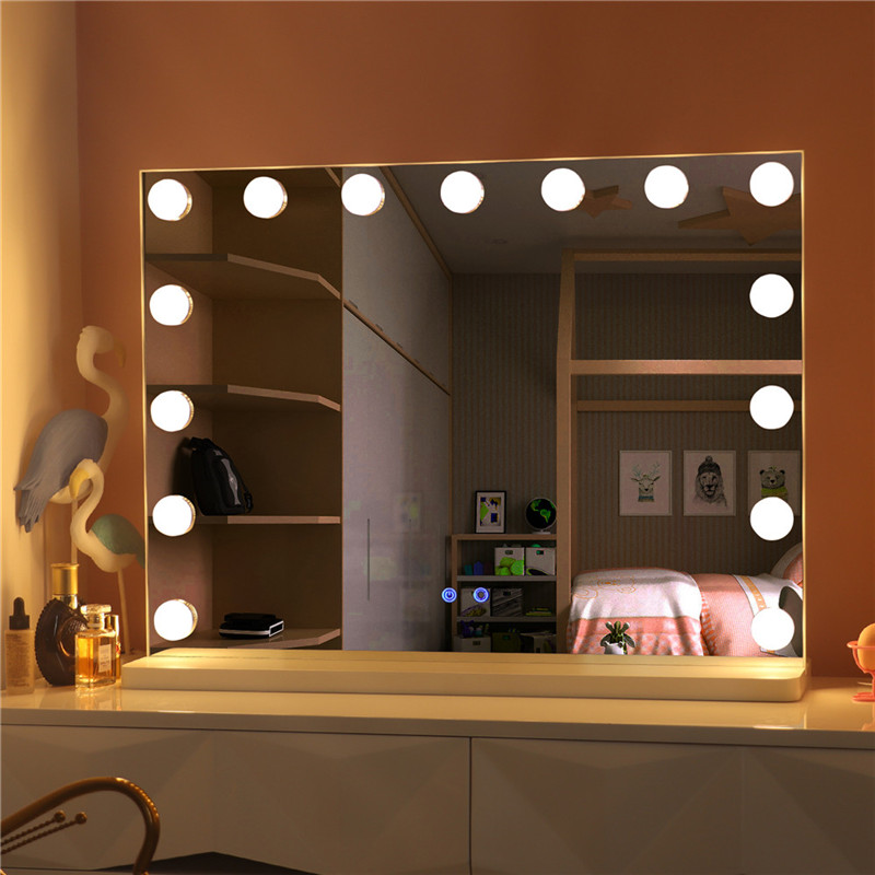 Stor desktop Hollywood Makeup Vanity Mirror med pærer Led oplyst Makeup Dressing Mirror