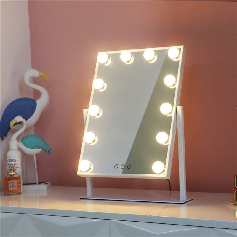 Tabel 360 Grad Rotation tændte bulbber Bedroom ledede forfængelig pige Hollywood makeup spejl