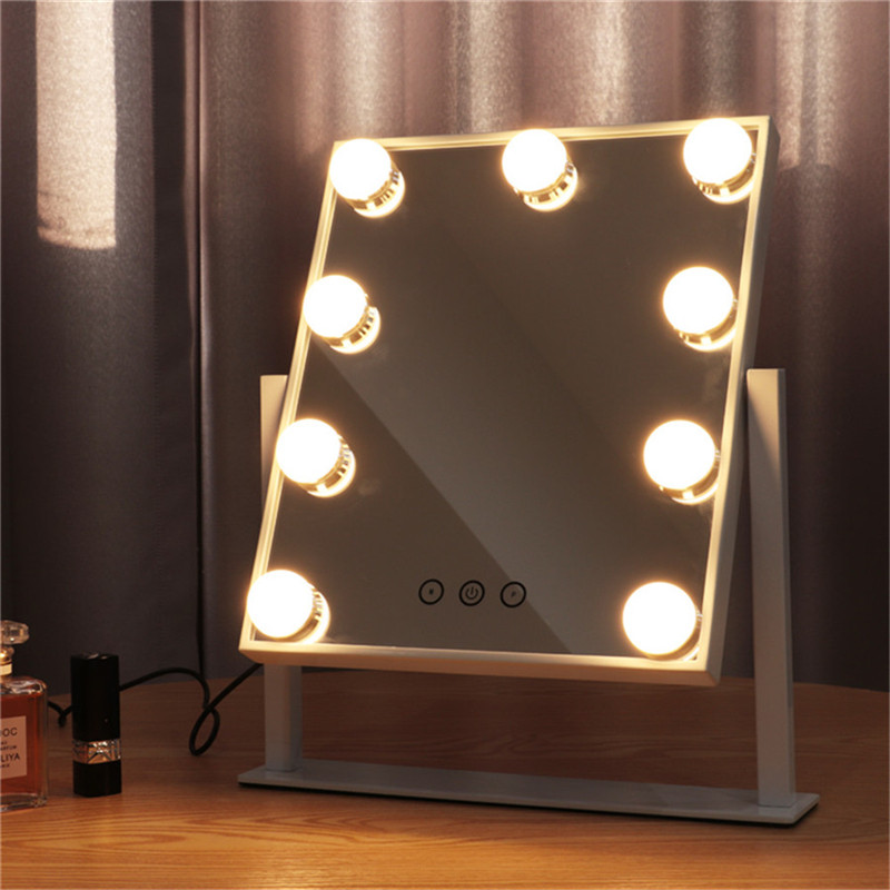 Touch Control Dimmable Brightness 360 Roterende Vanity Makeup Hollywood Mirror med 12 LED Bulgs