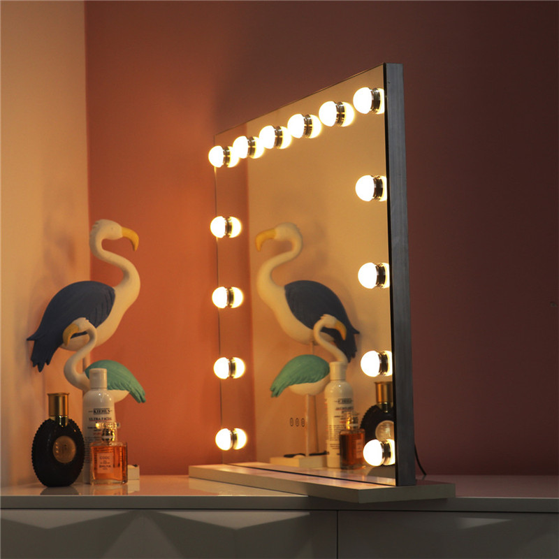 Spejl fra det hvide skrivebord til Hollywood med 14PCS Lighted Bumbls Makeup Vanity Dressing