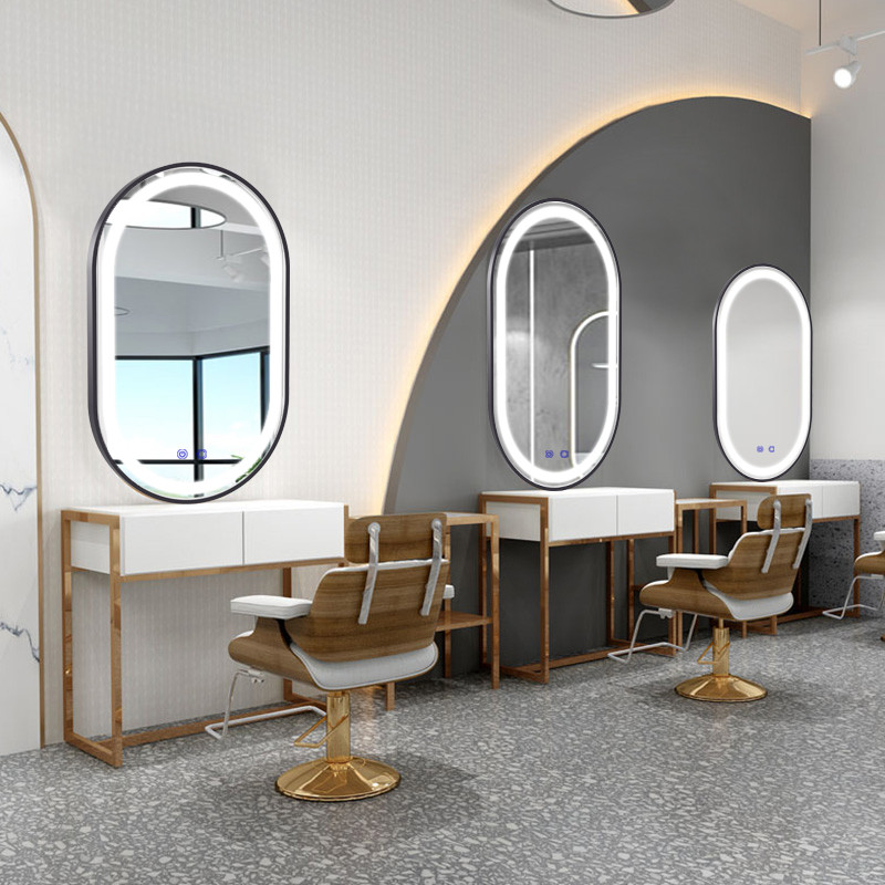 Factory New Style Ledd Lighted Black Wall Mounted Ledd Bathorm Mirror