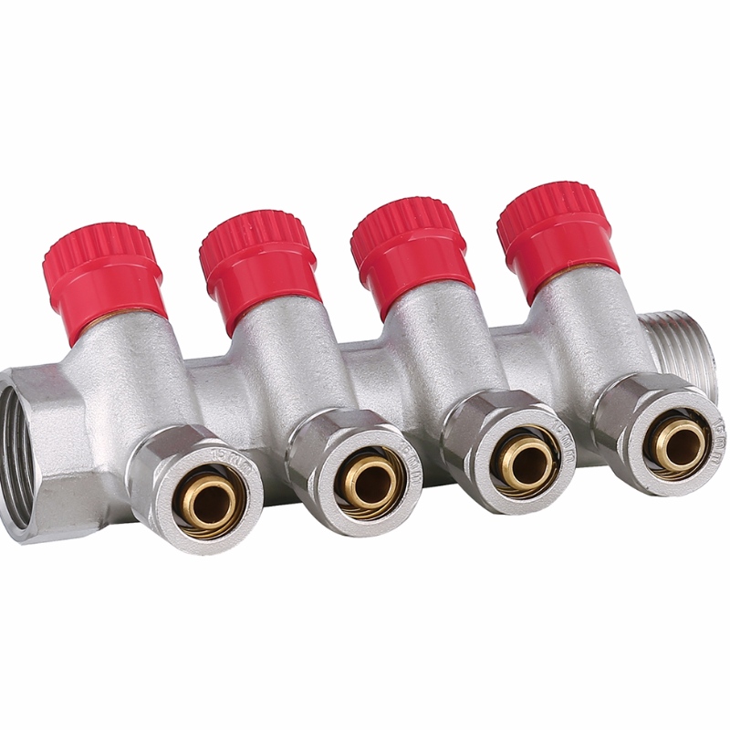 Gulvvarme forniklet messing 4 port manifold manifold