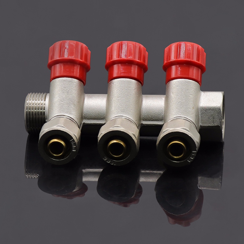 Gulvvarme forniklet messing 4 port manifold manifold