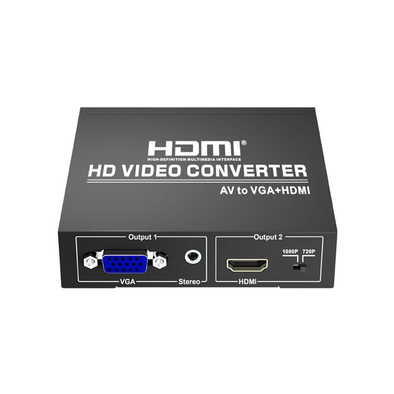 AV til VGA + HDMI Converter Up Scaler 720P / 1080P