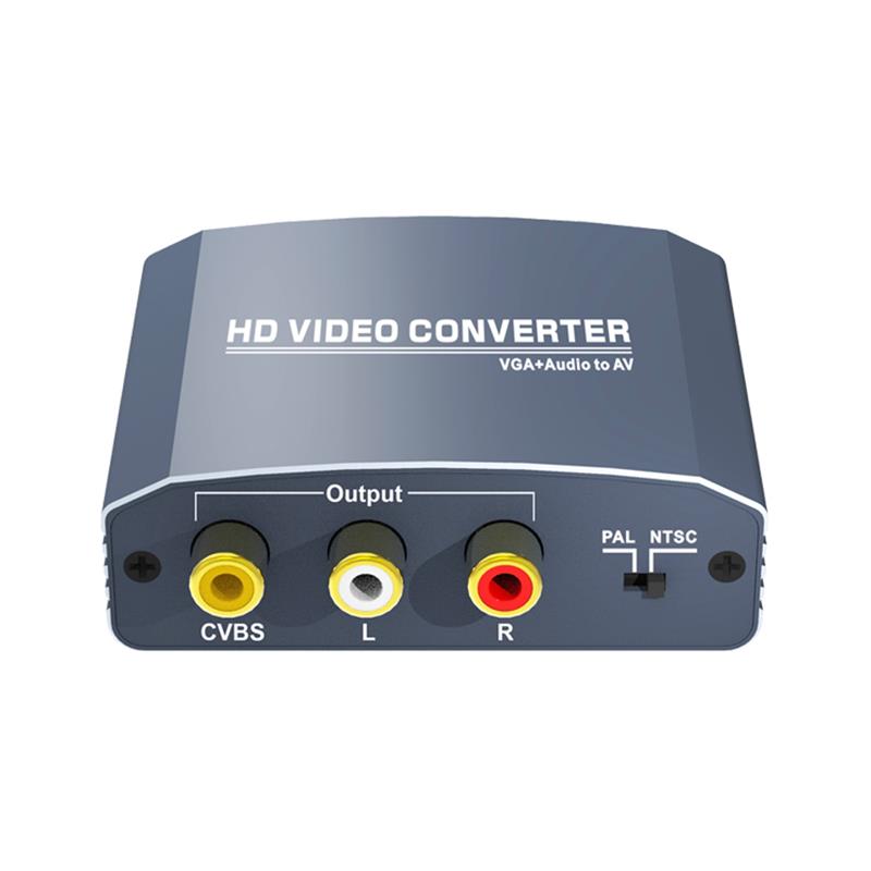 VGA + Stereo Audio til AV Converter Support 1080P