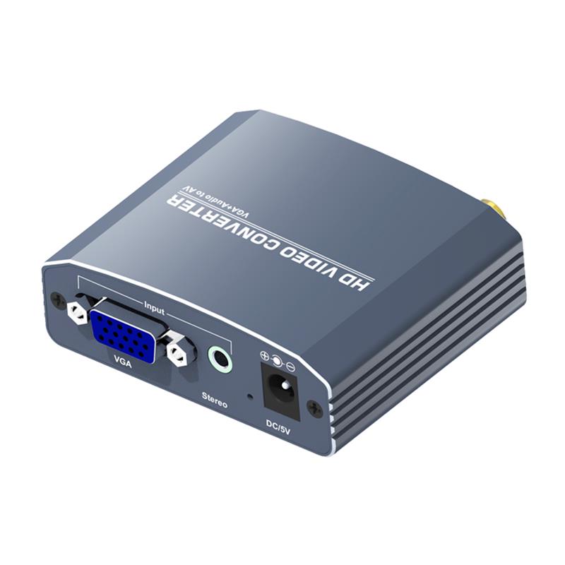 VGA + Stereo Audio til AV Converter Support 1080P