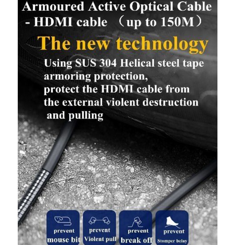 HDMI AOC pansret kabelstøtte4K@ 60hz18G ARC 3D til udendørs multimediedisplay