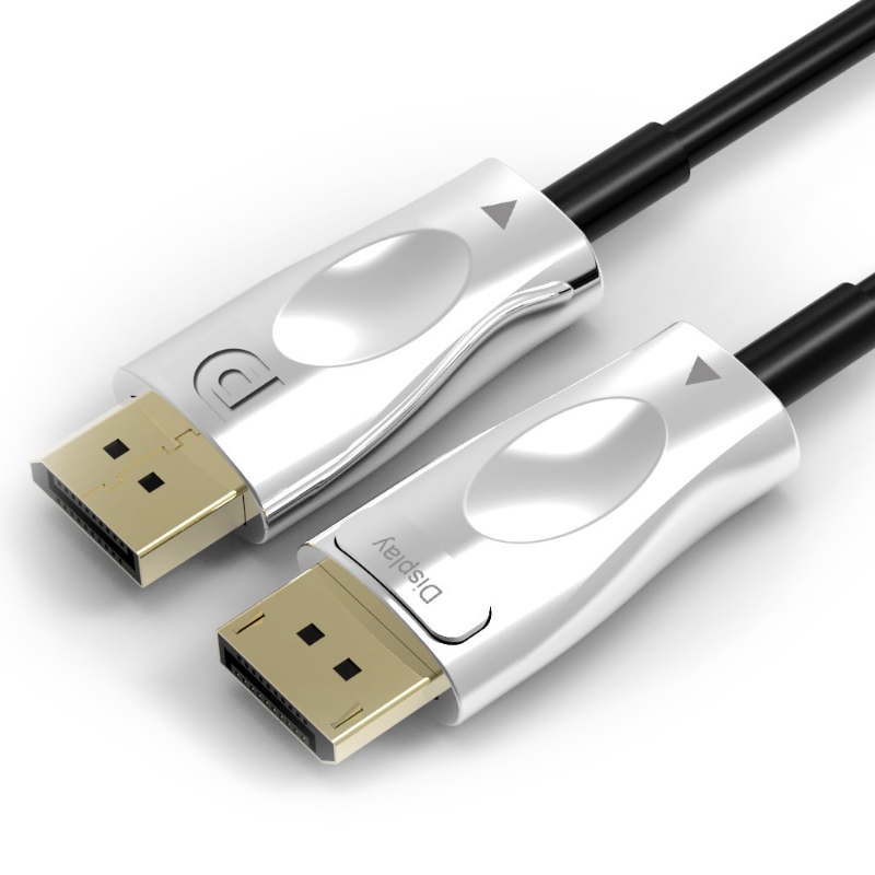 Billig mandlig til mandlig DisplayPort 1.4 AOC fiberoptiske kabelstøtte 8k@60Hz 3D 32.4Gbps 30m længde