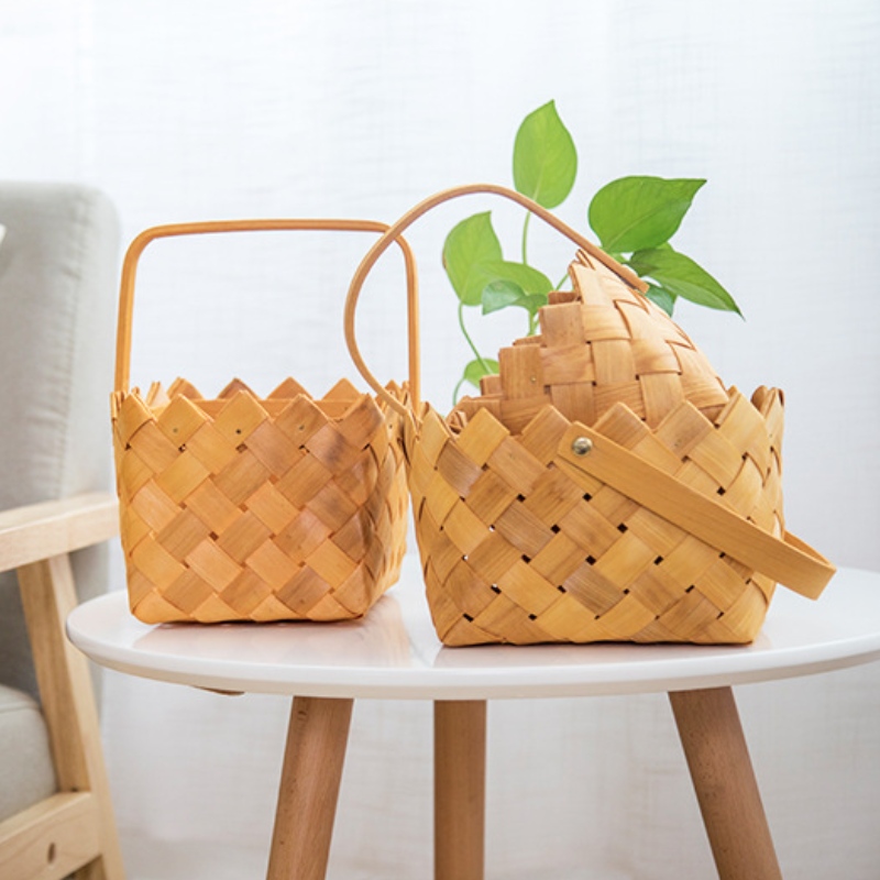 Hjemme Decor Wooden Woven Basket