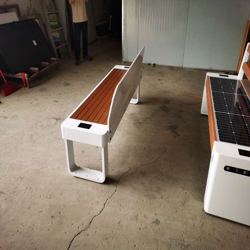 Hot Sale High Quality Bluetooth Smart Wifi USB Charging Gray Color Solar Bench For Park