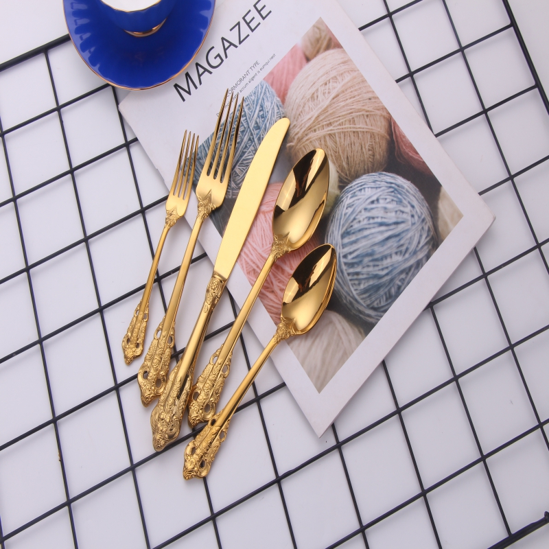moderne bestik af sølvtøj inox engros engros bryllup 18\\/10 rustfrit stål guld bestik sæt