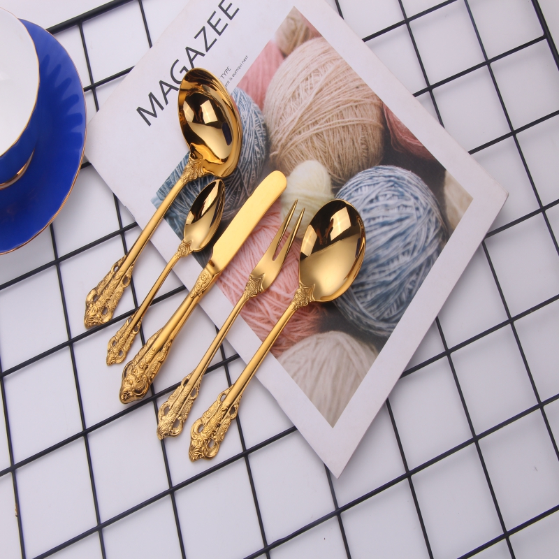 moderne bestik af sølvtøj inox engros engros bryllup 18\\/10 rustfrit stål guld bestik sæt