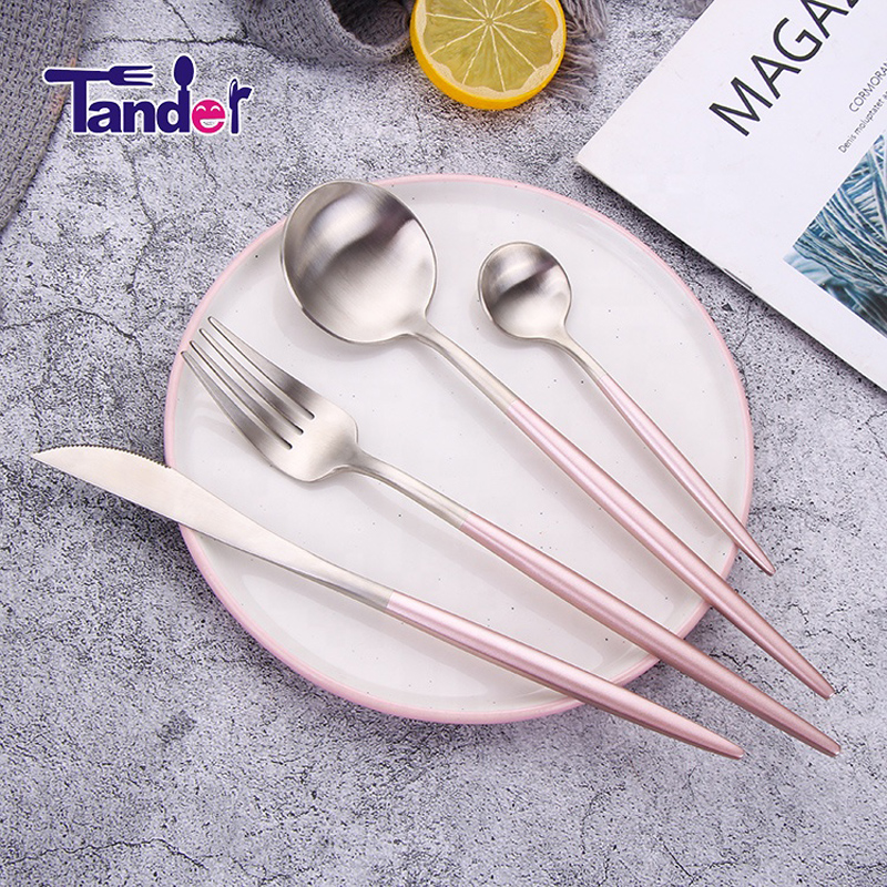 Portugal stil rustfrit stål Flatware pink take- bestik sæt