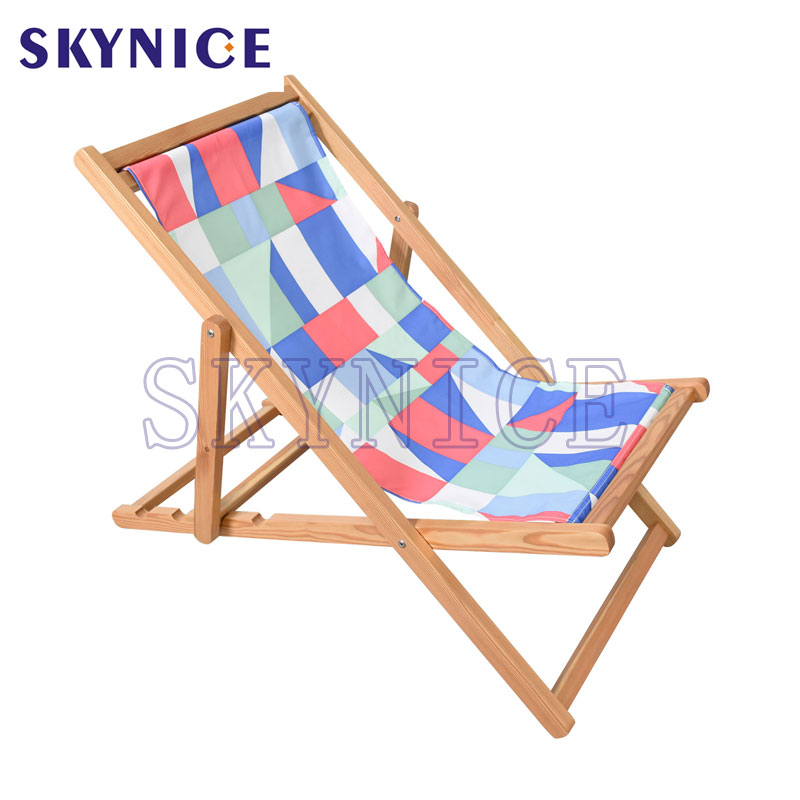 Indor Udendørs Foldbar Wooden Beach Langue Deck Chair
