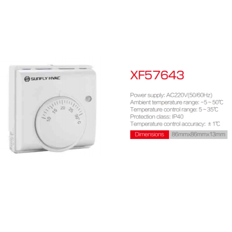 Sunfly XF57643 Central termostat Kontrolpanel HVAC køling Regulator Skifte termostat Digital temperaturstyring
