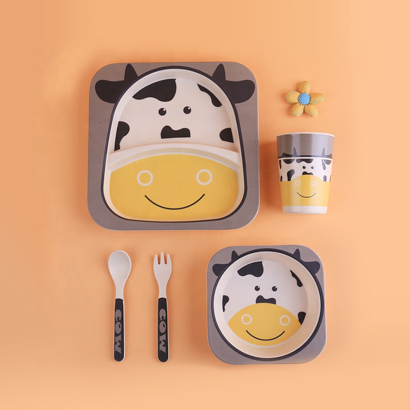 Økovenligtsindede børn bordservice til tegnefilm til børn med bambus fiberbestik sæt