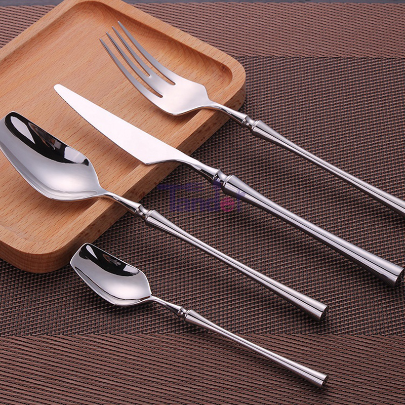 Slim, slank taljestil, flad sølv, rustfrit stål, miljøvenlige bestik