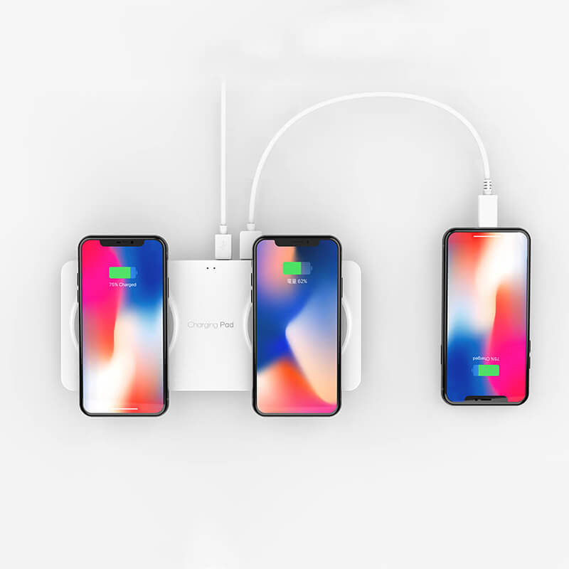 Dobbelt 10W QI hurtig trådløs opladerplade