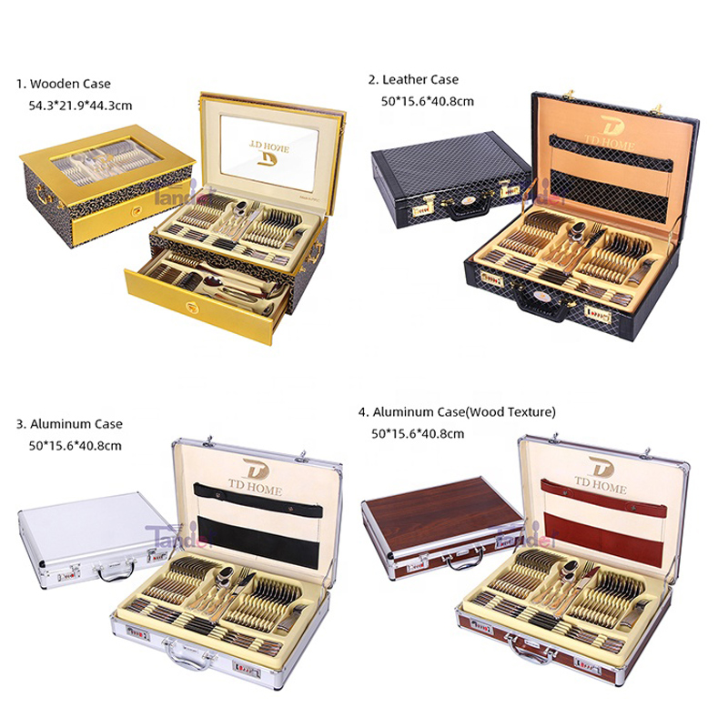 86PCS High Quality Stainless Steel Gold Cutler Set med lædersag