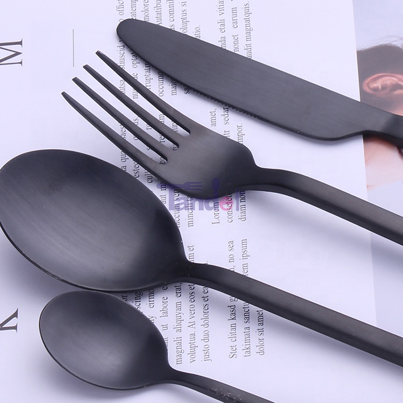 Bordbestik, sort bestik, sort bestik, gaffelsæt til coating ske