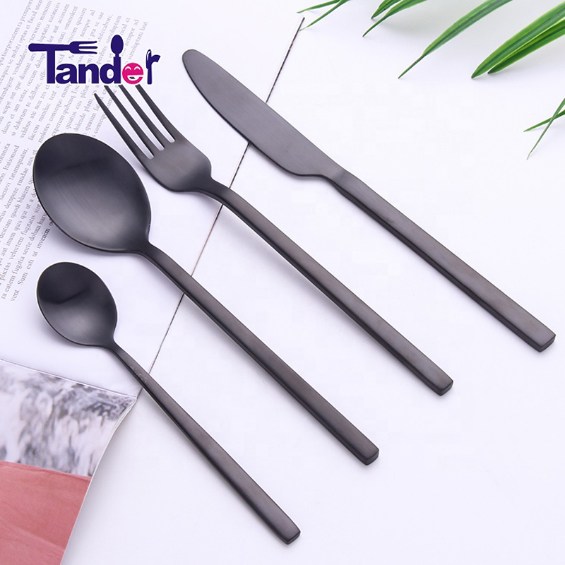 Bordbestik, sort bestik, sort bestik, gaffelsæt til coating ske