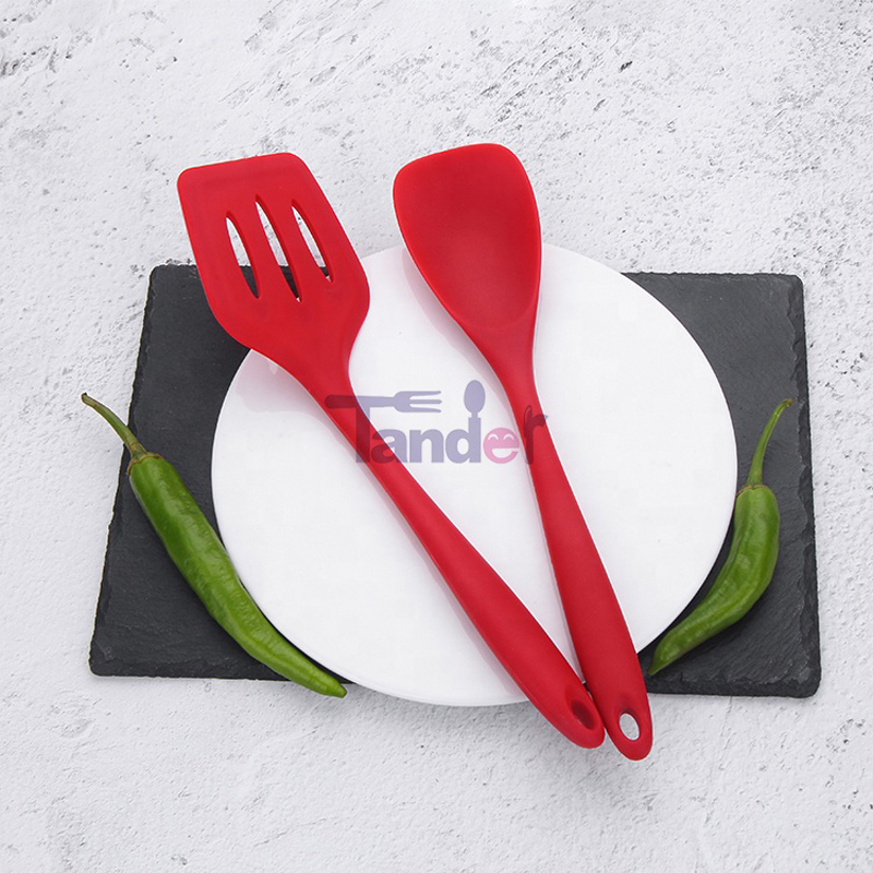 Engros sort rød Easy Clean Cooking Tool Set 10 stk sæt køkken silikone redskaber