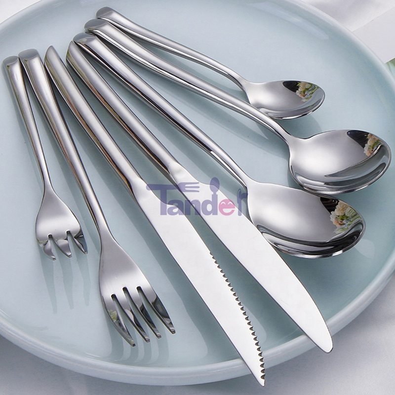 Bordbestik med sølvbestik med gaffel med kniv ske af rustfrit stål, fladstål sæt til bryllupsreception